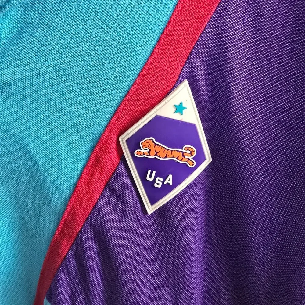 Le Tigre USA Men's Retro Purple And Blue Polo Shirt Medium - Picture 5 of 10
